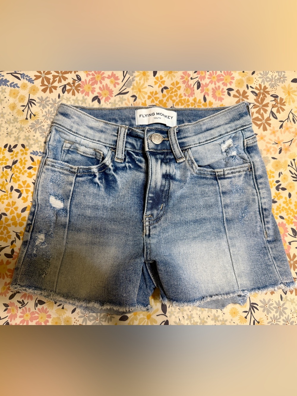 Flying Monkey Light Blue Distressed Denim Shorts